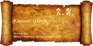 Kaposi Ulrik névjegykártya